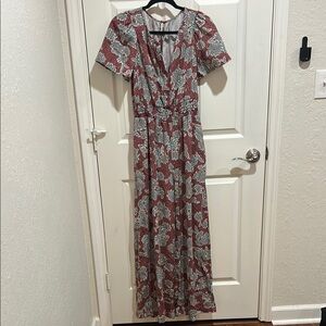 Floral Jumpsuit in Red and Blue